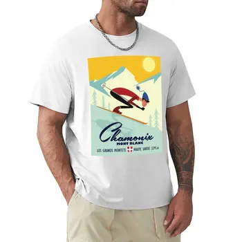 Футболка с лыжным плакатом Chamonix, обычная футболка, футболки на заказ, футболки с кошками, забавные футболки для мужчин