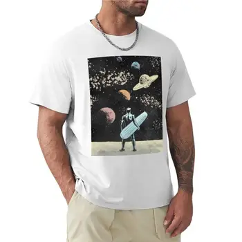 Серебряная футболка с серфером, футболки для мальчиков, винтажная одежда, аниме, простые белые футболки, мужские черные мужские летние футболки