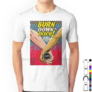 Футболка Burn Down The Disco, 100% хлопок, Burn Black, Hang Love Mirror, Dj App, Romance Fire Disco, Короткая футболка с длинным рукавом