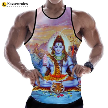 Новый Бог Индуистский Бог Господь Шива 3D Цифровая Печать Топы На Бретелях Модный Жилет Рубашки Мужские Женские Негабаритные Майки Без Рукавов Тройники 6XL