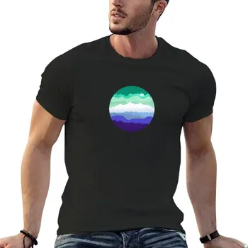 Утонченная гей-футболка MLM Pride с горным пейзажем, забавные футболки, футболка для мальчика, простые черные футболки для мужчин