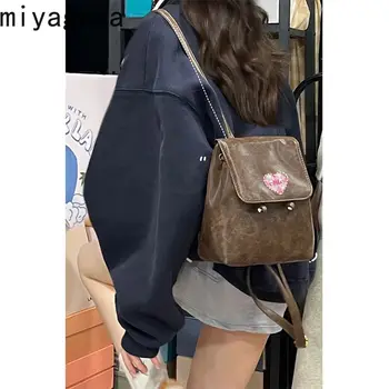 Японские рюкзаки Miyagawa в стиле ретро из искусственной кожи, изысканная и универсальная сумка на шнурке с двумя плечами, мини-кожаная сумка в стиле колледжа
