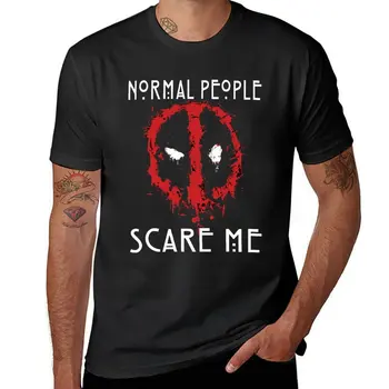Новая футболка Normal people scare me, одежда в стиле каваи, одежда в стиле хиппи, блузка, летний топ, мужская хлопковая футболка