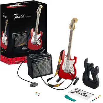 Idea Creative 21329 Модель Гитары Fender MOC Модульные Строительные Блоки Идеи DIY Образовательные Игрушки Для Детей На День Рождения Рождественские Подарки