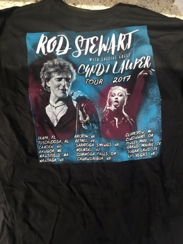 НОВЫЙ!  2017 ROD STEWART Cyndi Lauper Tour Черная футболка ДВУСТОРОННЯЯ