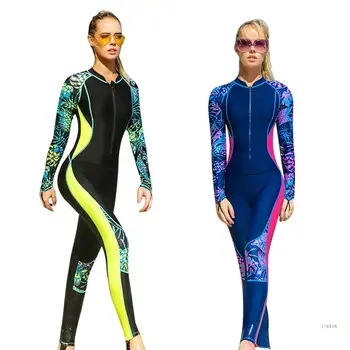 Женский костюм с длинным рукавом для серфинга, плавания, дайвинга, застежка-молния спереди