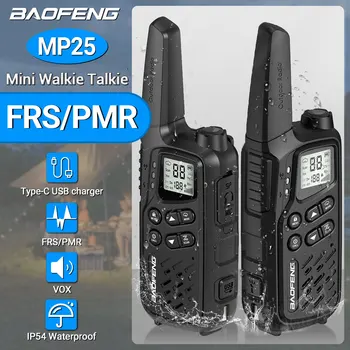2 упаковки Перезаряжаемой Мини-Рации Baofeng MP25 PMR446/FRS Дальнего Действия С ЖК-дисплеем, Фонариком Type-C, Двусторонней Радиосвязью