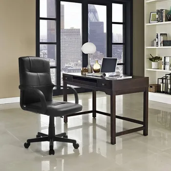 Офисное кресло из ворсистой кожи со средней спинкой, офисное кресло с регулируемой высотой, Бесплатная доставка, черная мебель