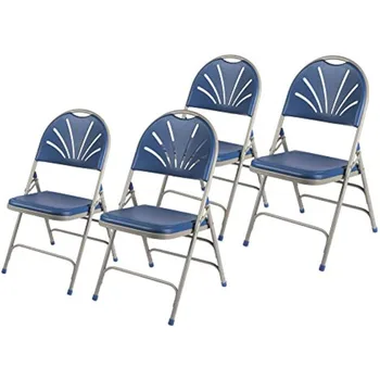 Мебель OEF, складной стул с веерной спинкой из сверхпрочного пластика с тройной опорой, синий