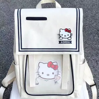 Женский нейлоновый рюкзак Sanrio Hello Kitty, студенческие школьные сумки в кампусе Харадзюку для девочки-подростка, японский туристический рюкзак для кемпинга
