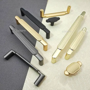 Ручки из цинкового сплава American Dooroom, Массивные ручки, золото, черный, современный шкаф для одежды, Выдвижной ящик комода, Мебельная фурнитура