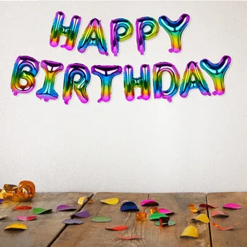 Воздушные шары с Днем Рождения, Ослепительные лазерные буквы, Воздушные шары из алюминиевой фольги, Набор подвесных букв Для украшения Дня рождения, Годовщины