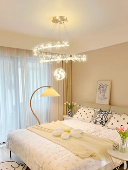 Подвесной светильник в скандинавском стиле для гостиной, роскошный хрустальный светодиодный светильник для зала, столовой, современный минималистичный креативный светильник в виде лепестка для спальни