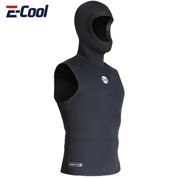 Мужской теплый жилет для подводного плавания с капюшоном, костюм для серфинга без рукавов, гидрокостюм с разрезом на голову, гидрокостюм 3 мм