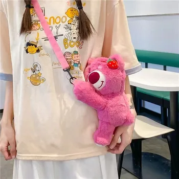 Милая сумка через плечо Disney с персонажем аниме Lotso на тему девушки, подходящая для плюшевой куклы, косметичка, Студенческая сумка для украшения, подарок для детей