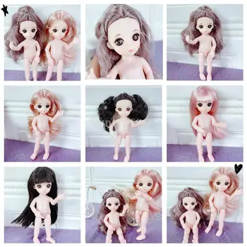 Милые куклы 16 см 1/12 в обнаженном виде, модная игрушка в подарок с длинными волосами